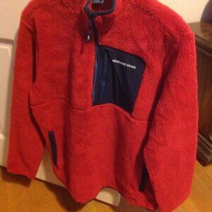 Vineyard Vines Men's Sherpa 1/4 zip Pullover Red fleece - Large - New with Tags